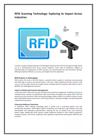 rfid scanning technology exploring its impact