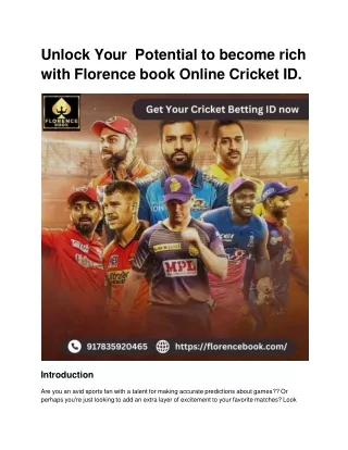Unlock Your  Potential to become rich with Florence book Online Cricket ID