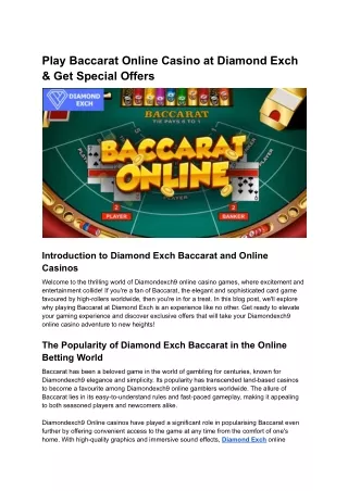 Play Baccarat Online Casino at Diamond Exch & Get Special Offers