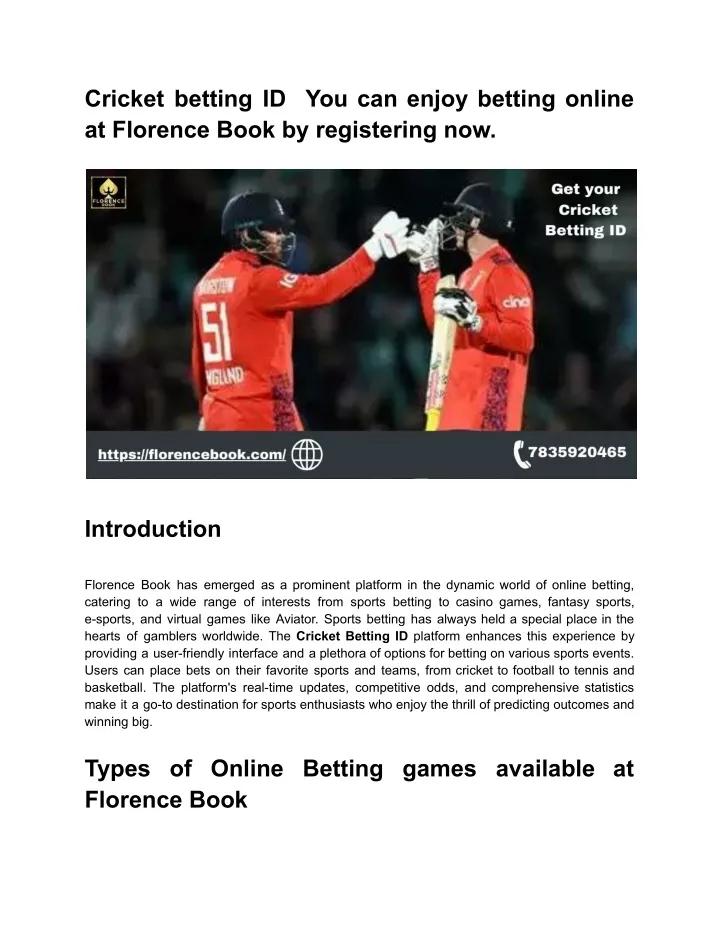 cricket betting id you can enjoy betting online