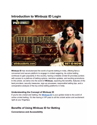 Winbuzz  - Safest winbuzz ID provider in 2024