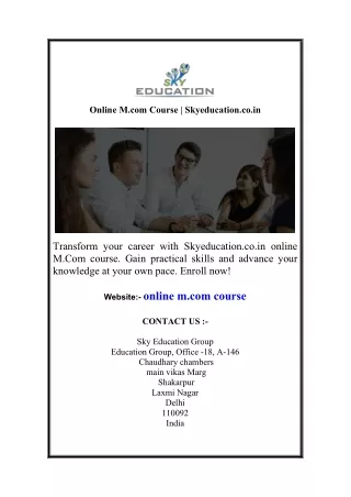 Online M.com Course  Skyeducation.co.in