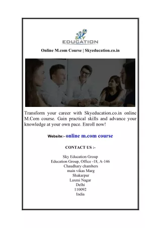 online m com course skyeducation co in