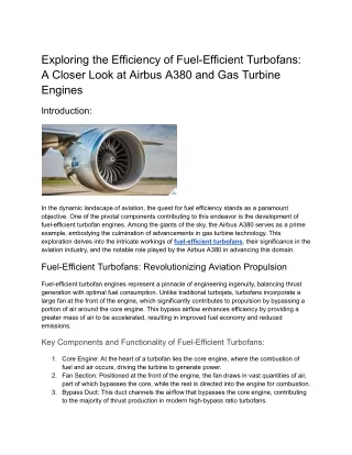 Exploring the Efficiency of Fuel-Efficient Turbofans_ A Closer Look at Airbus A380 and Gas Turbine Engines