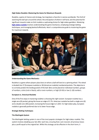 high stakes roulette mastering the game