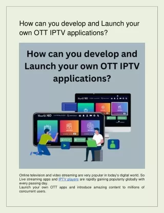 How To Build And Launch Your OTT IPTV Apps