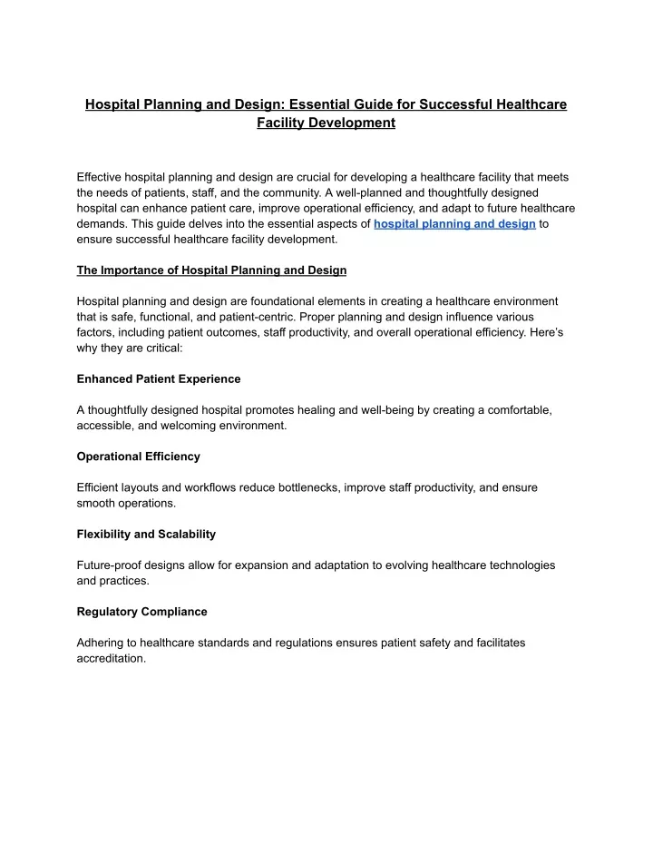 hospital planning and design essential guide