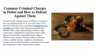 Common Criminal Charges in Dubai and How to Defend Against Them