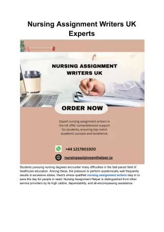 Nursing Assignment Writers UK Experts