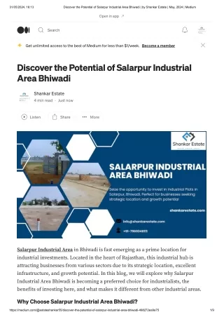 Discover the Potential of Salarpur Industrial Area Bhiwadi _ by Shankar Estate