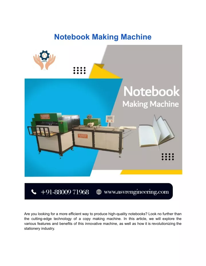 notebook making machine