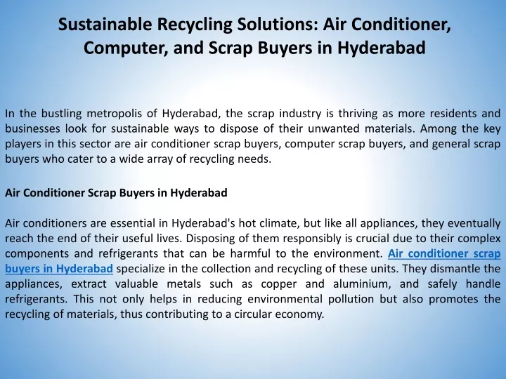 sustainable recycling solutions air conditioner