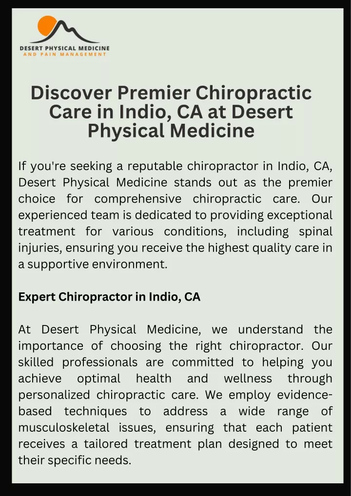 discover premier chiropractic care in indio