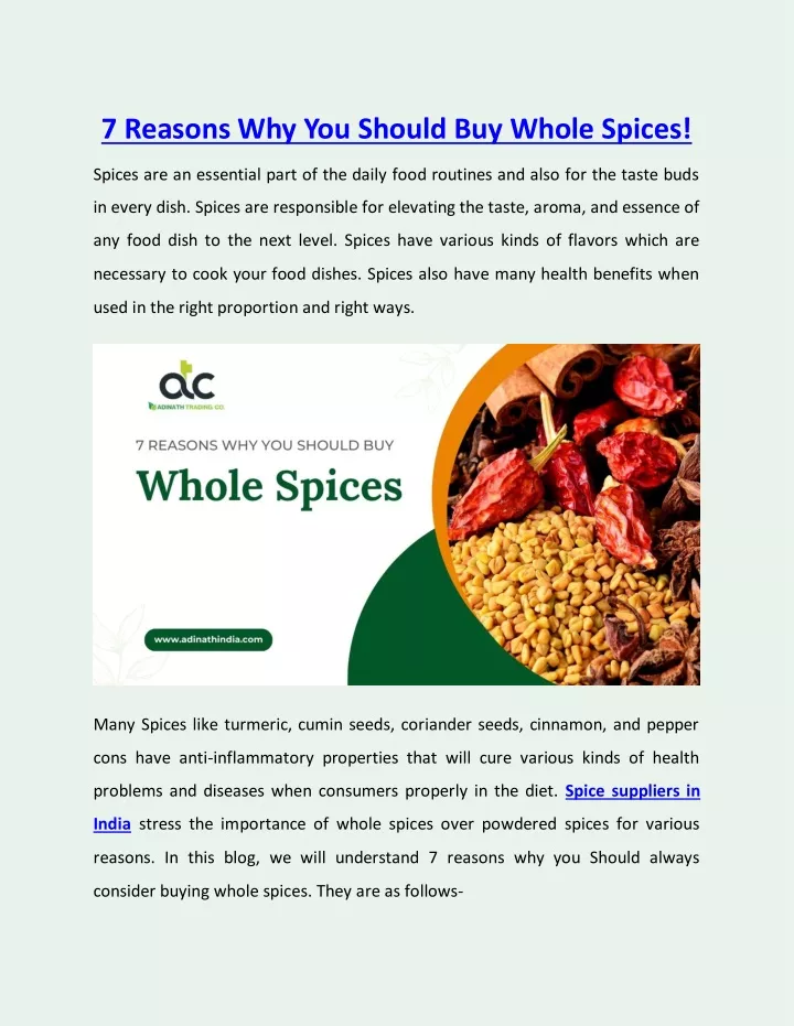 7 reasons why you should buy whole spices