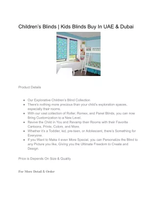 kids Blind in Dubai & UAE