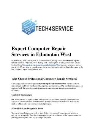 Expert Computer Repair Services in Edmonton West