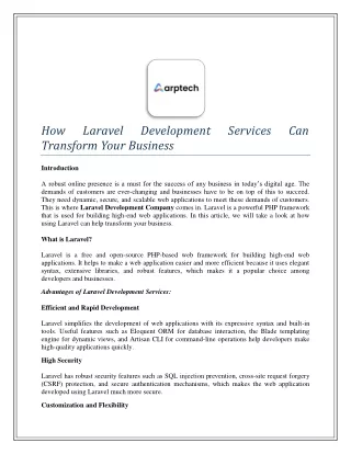 How Laravel Development Services Can Transform Your Business