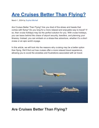 Are Cruises Better Than Flying?