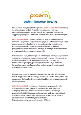 Wózki liniowe HIWIN