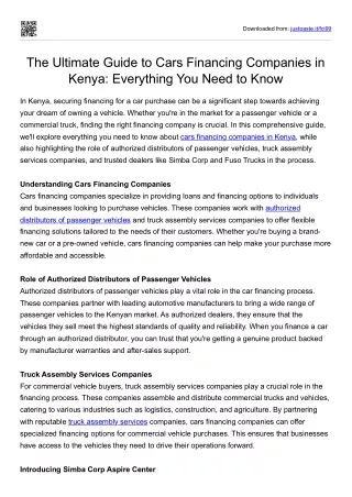The Ultimate Guide to Cars Financing Companies in Kenya