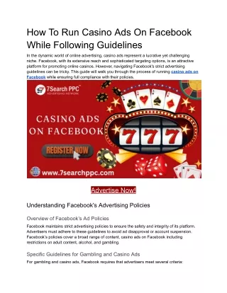 How To Run Casino Ads On Facebook While Following Guidelines