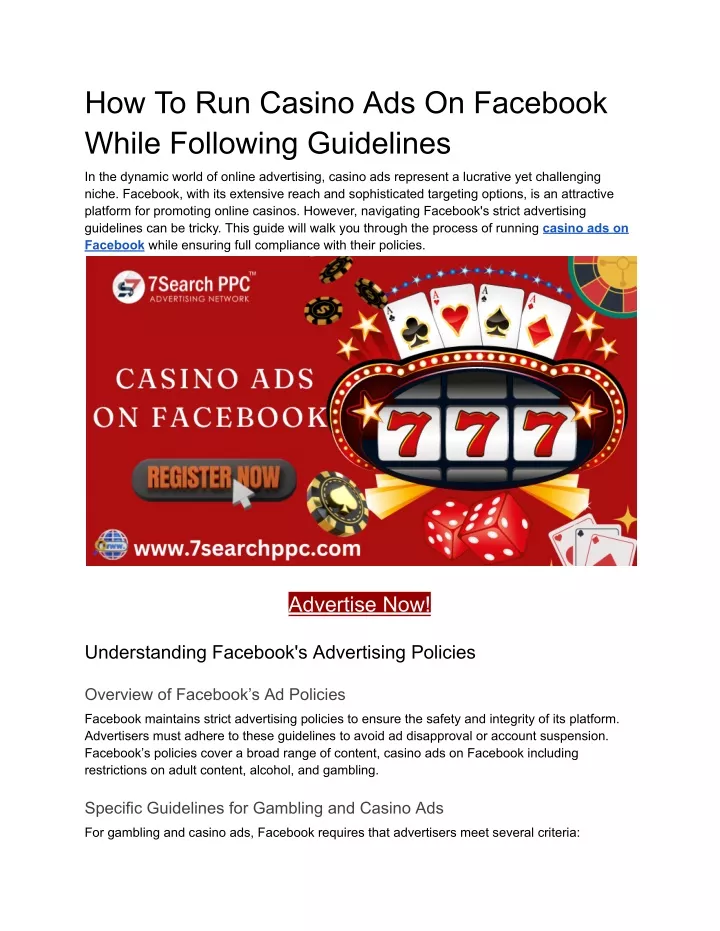 PPT - How To Run Casino Ads On Facebook While Following Guidelines ...