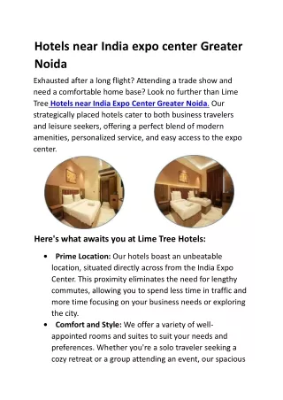 Hotels near India expo center Greater Noida