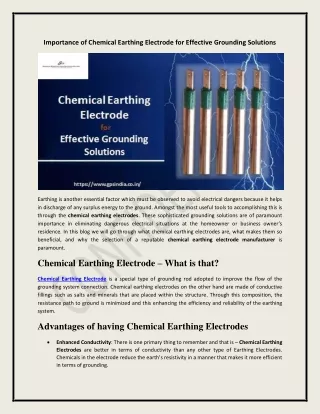 Chemical Earthing Electrode for Effective Grounding Solutions