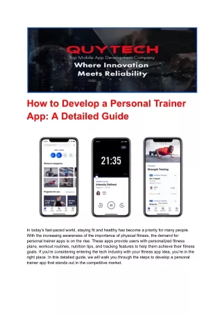 How to Develop a Personal Trainer App A Detailed Guide