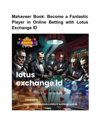 Mahaveer Book_ Become a Fantastic Player in Online Betting with Lotus Exchange ID