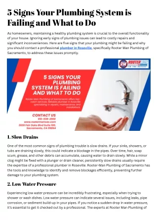 5 Signs Your Plumbing System is Failing and What to Do