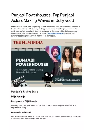 Punjabi Powerhouses: Top Punjabi Actors Making Waves in Bollywood
