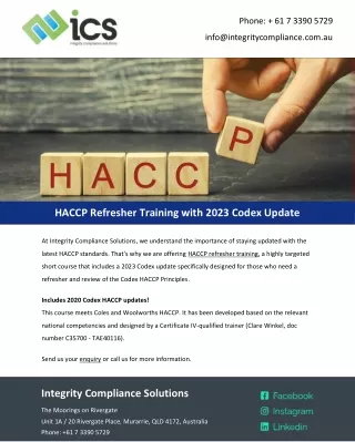 HACCP Refresher Training with 2023 Codex Update