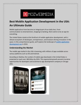 Best Mobile Application Development in the USA  An Ultimate Guide