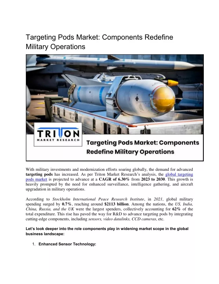 targeting pods market components redefine