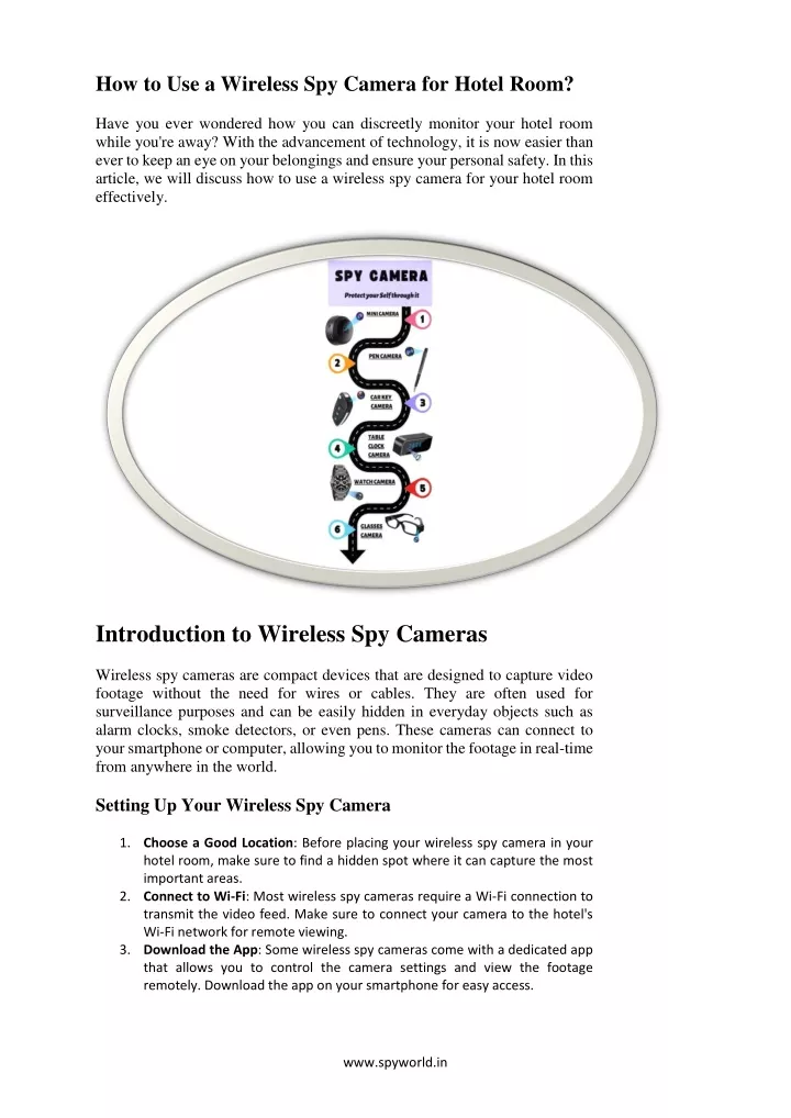 how to use a wireless spy camera for hotel room