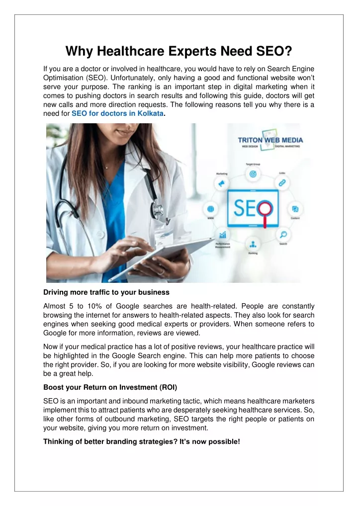 why healthcare experts need seo