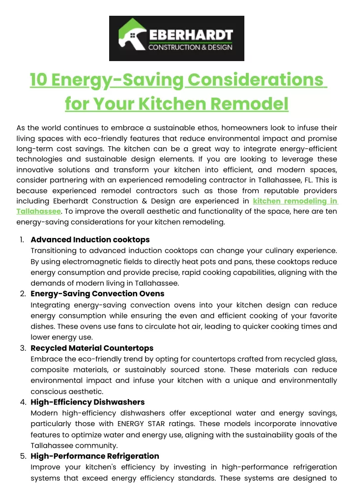 10 energy saving considerations for your kitchen