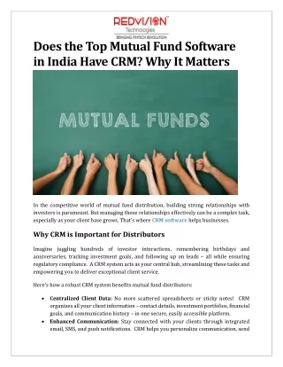 Does the Top Mutual Fund Software in India Have CRM Why It Matters