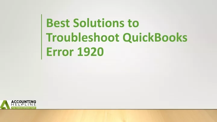 best solutions to troubleshoot quickbooks error 1920