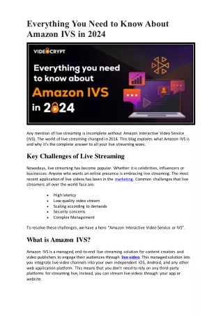 Everything You Need to Know About Amazon IVS in 2024