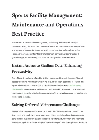 Sports Facility Management_ Maintenance and Operations Best Practice