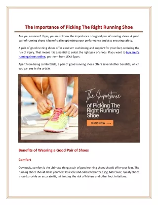 The Importance of Picking The Right Running Shoe