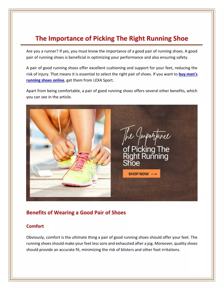 the importance of picking the right running shoe