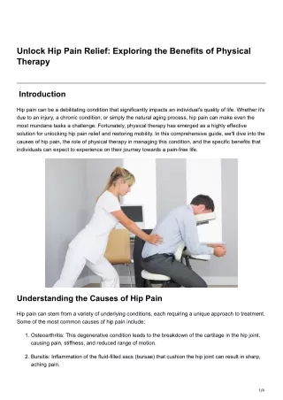 Unlock Hip Pain Relief Exploring the Benefits of Physical Therapy