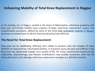 Enhancing Mobility of Total Knee Replacement in Nagpur