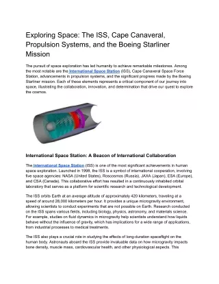 Exploring Space_ The ISS, Cape Canaveral, Propulsion Systems, and the Boeing Starliner Mission