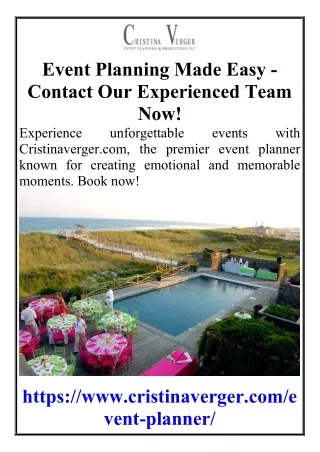 Event Planning Made Easy  Contact Our Experienced Team Now!