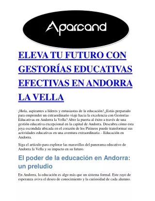 Eleva Tu Futuro Con Gestorías Educativas Efectivas en Andorra La Vella