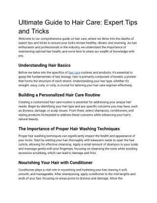 Ultimate Guide to Hair Care_ Expert Tips and Tricks